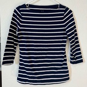 Blue and White Quarter Sleeve Top